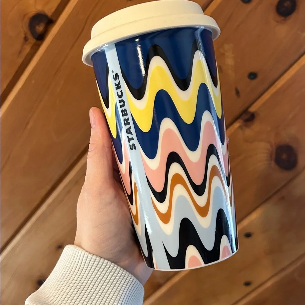 Starbucks Color Waves Double Wall Ceramic Travel 12 oz Tumbler